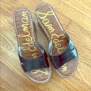 Backless Black Wedges